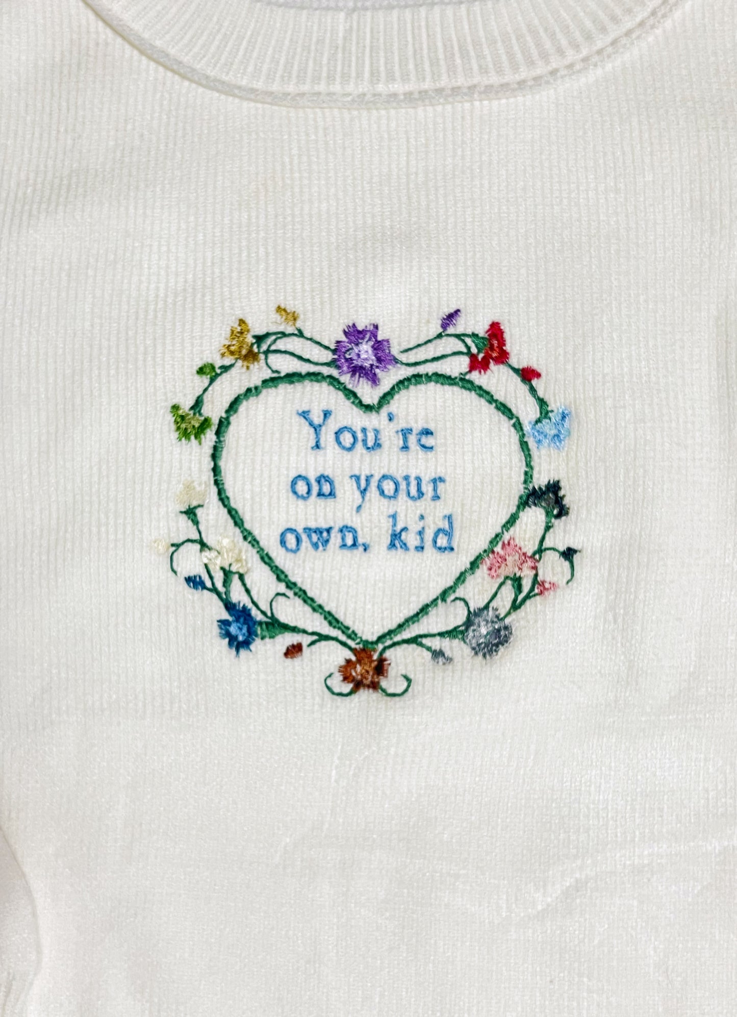 You’re On Your Own Kid Cropped Oversized Embroidered Sweater