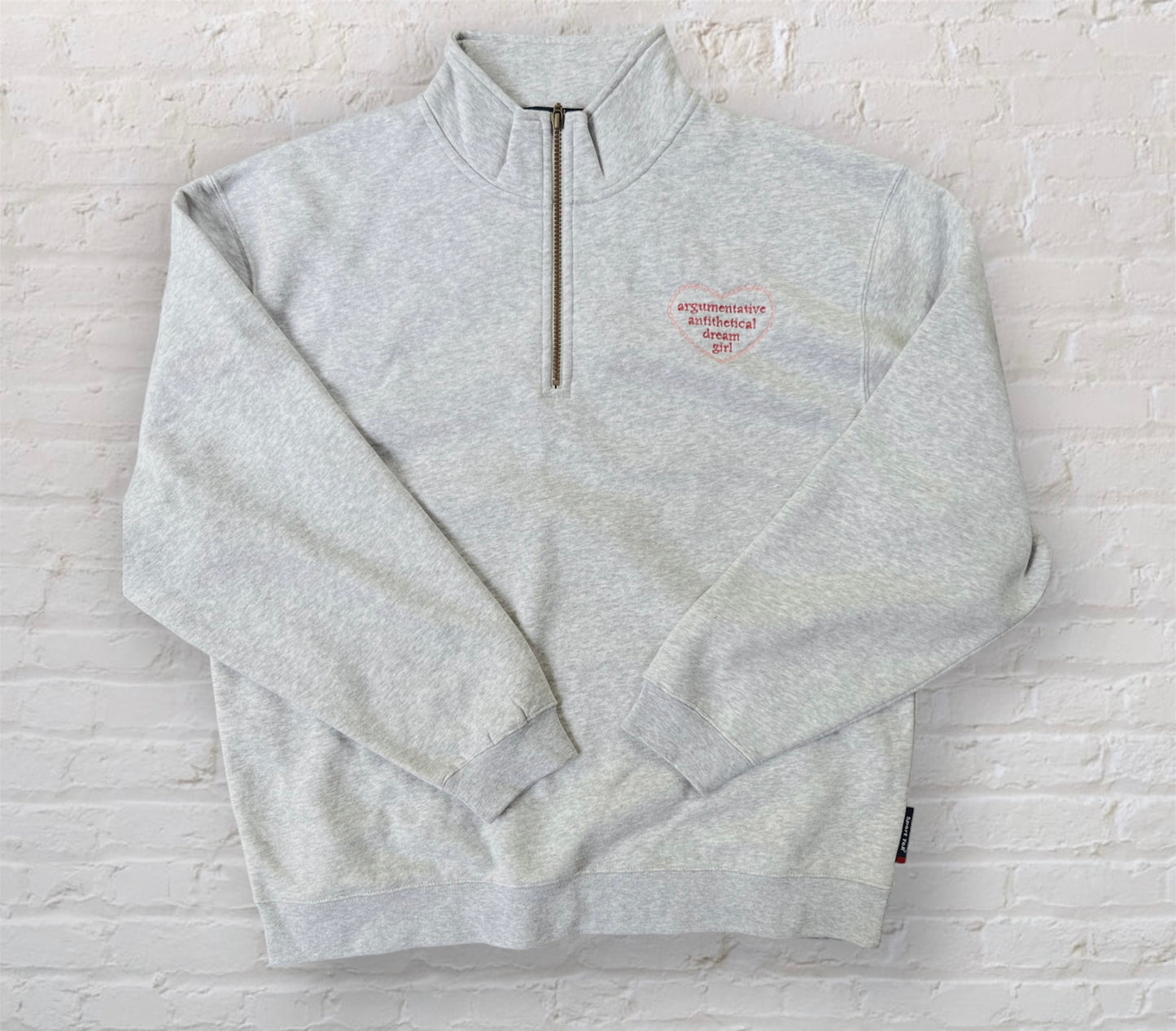 Hits Different Embroidered Quarter Zip Sweatshirt